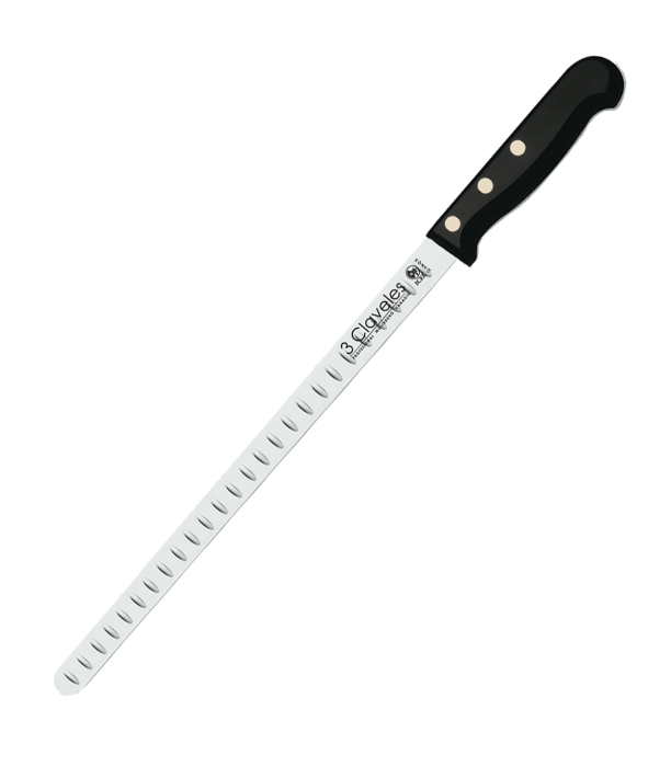 Cuchillo jamonero salmonero alveolado de 30 cm 3 Claveles