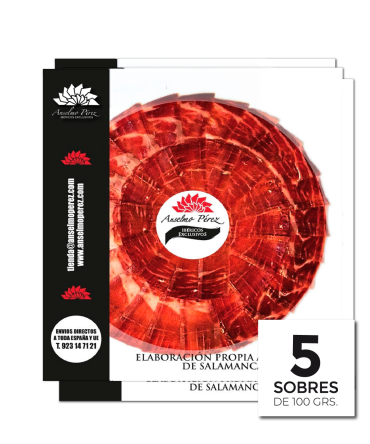 Pacco di 5 buste di Prosciutto di Bellota 100% Iberico Affettato a Mano (buste da 100 gr)