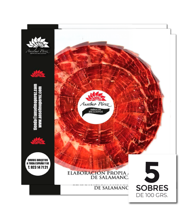 Pack de 5 sachets de Jambon de Bellota 100% Ibérique tranché à la main (sachets de 100 g)