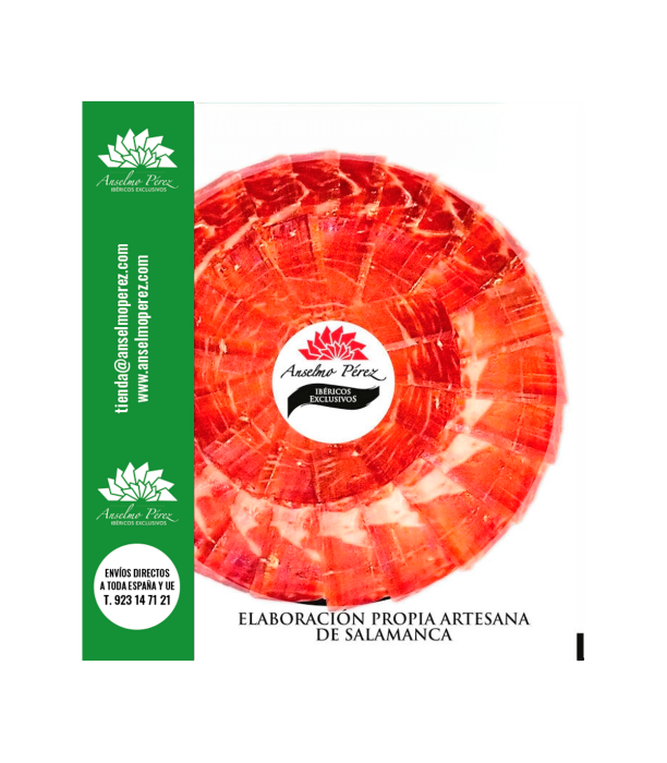 Affettato a mano prosciutto di cebo di campo iberico al 75% di razza iberica.